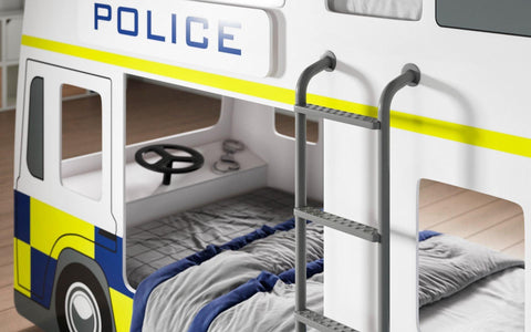 Police Bunk Bed Frame White Blue 3
