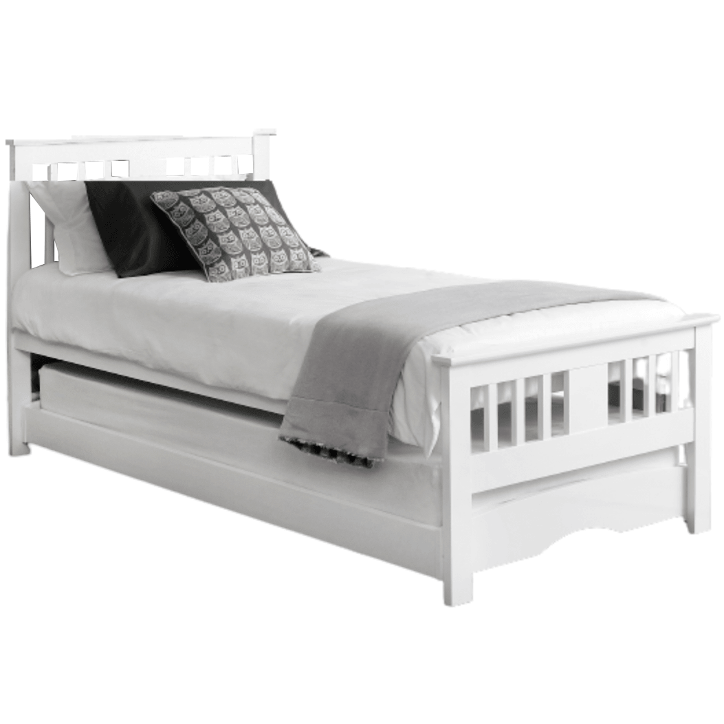 White Wooden Guest Bed Trundle