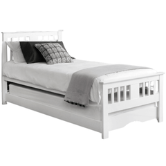 white wooden single bed frame