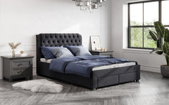 Royce Drawer Grey Four Draw Double Bed Frame 2