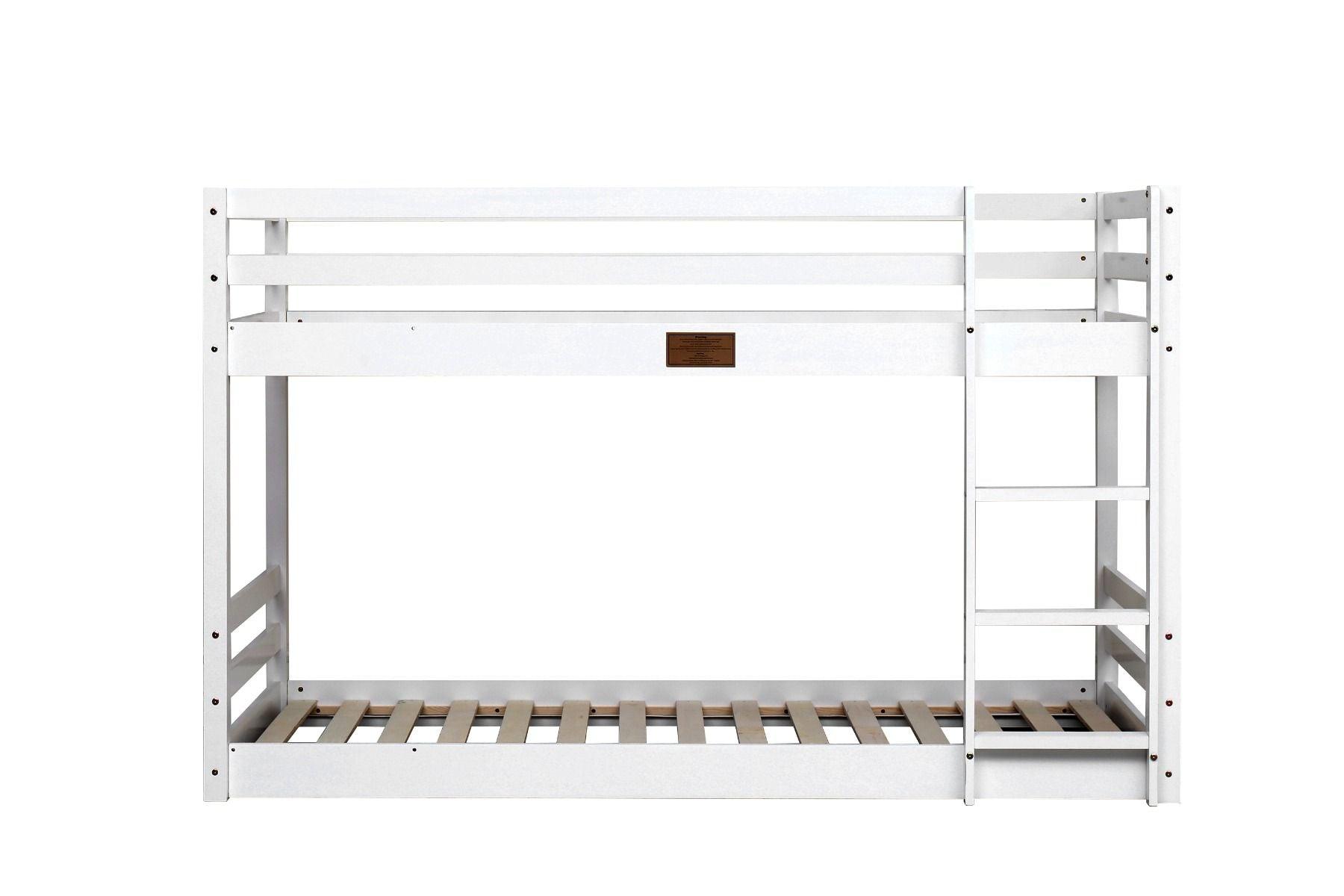 Spark Low Bunk Bed White Wooden Bed Frame