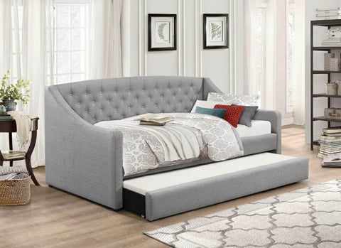 Aurora Studded Grey Single Daybed Frame 3 Pull Out