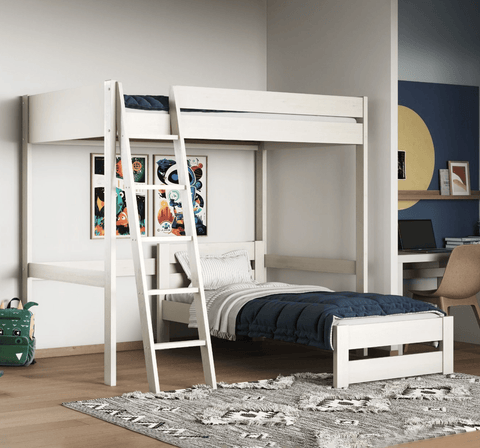 Noomi Small Double High Sleeper L Shaped Bunk Bed White