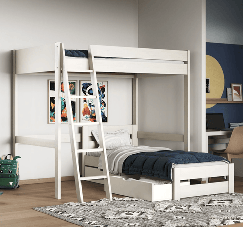 Noomi Small Double High Sleeper L Shaped Bunk Bed White 2
