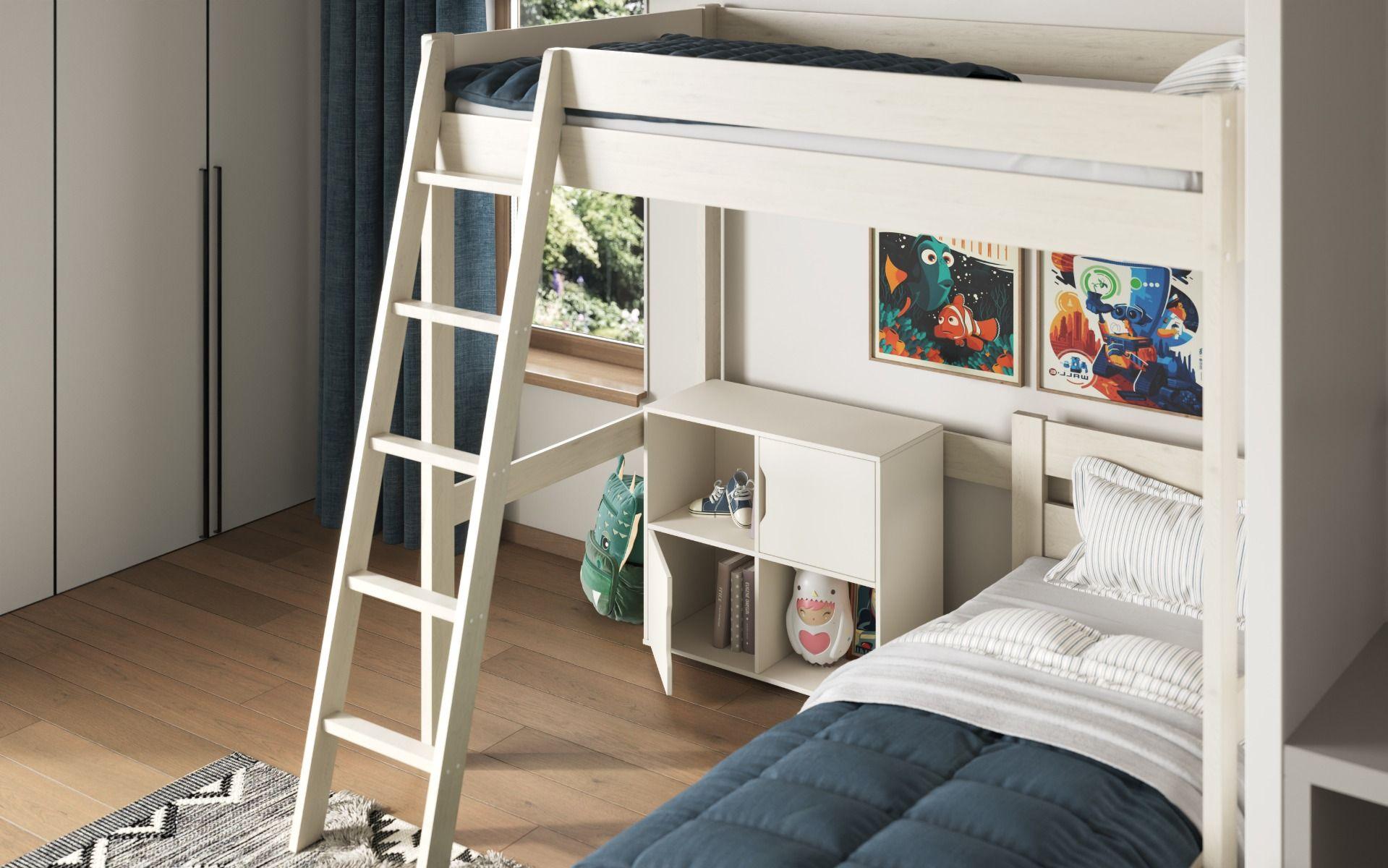 Noomi Small Double High Sleeper L Shaped Bunk Bed White 4