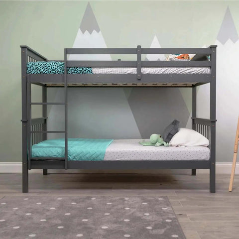 chinky pine wood bunk bed frame front view