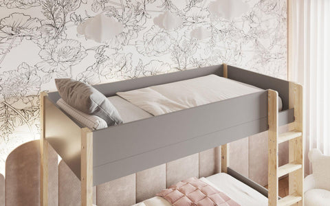 Noomi Tipo Single Pine Bunk Bed Frame with Trundle in Grey