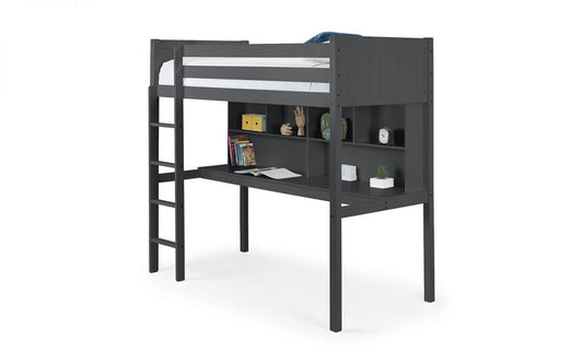 Titan Highsleeper Bunk Bed Frame with Storage and Desk in Anthracite - Complete Comfort Beds