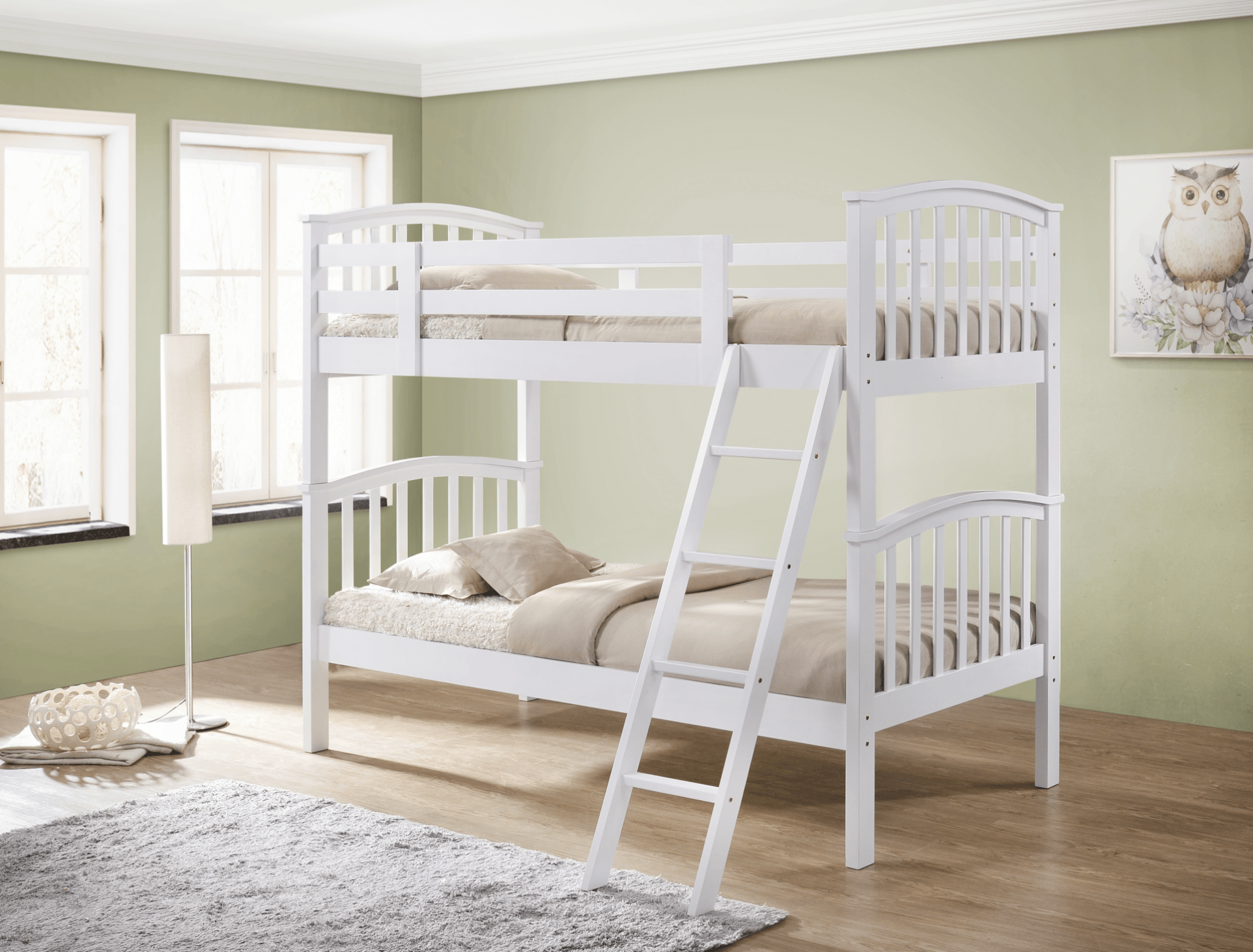 White Wooden Curved Bunk Bed Frame 3
