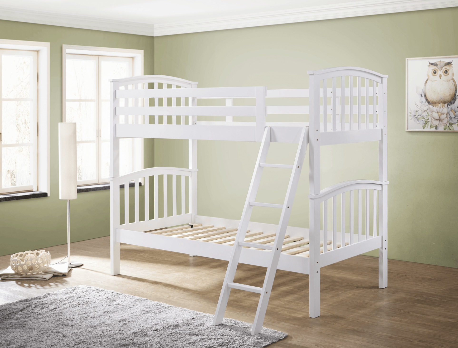 White Wooden Curved Bunk Bed Frame 4