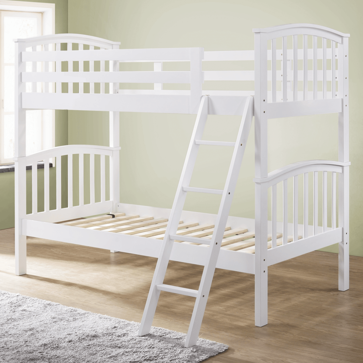 White Wooden Curved Bunk Bed Frame 5