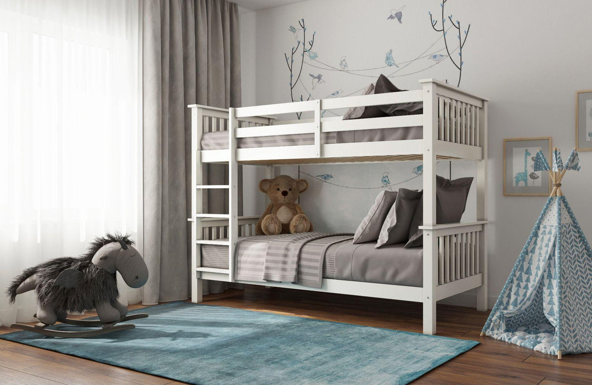 white pine wood bunk bed front