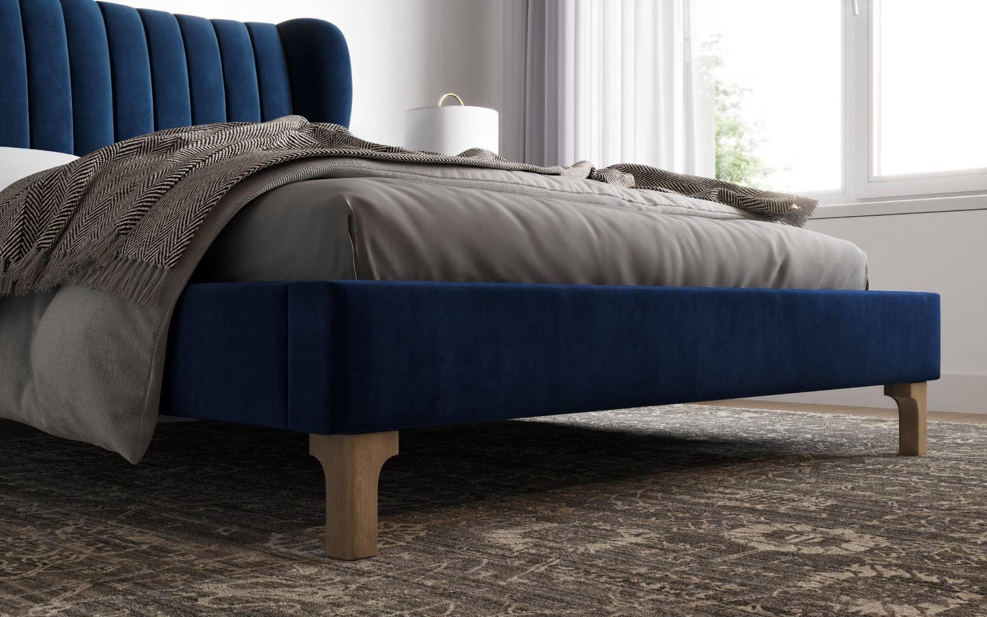 Nordin Midnight Blue Double Bed Frame Footend