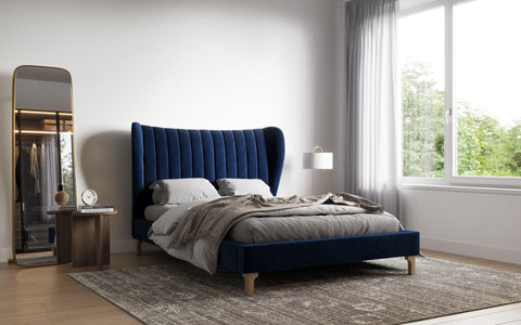 Nordin Midnight Blue Double Bed Frame View