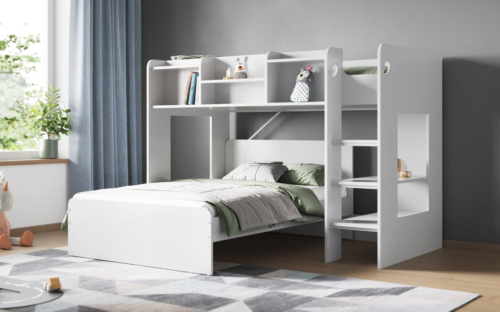 L Shaped Bunk Bed White