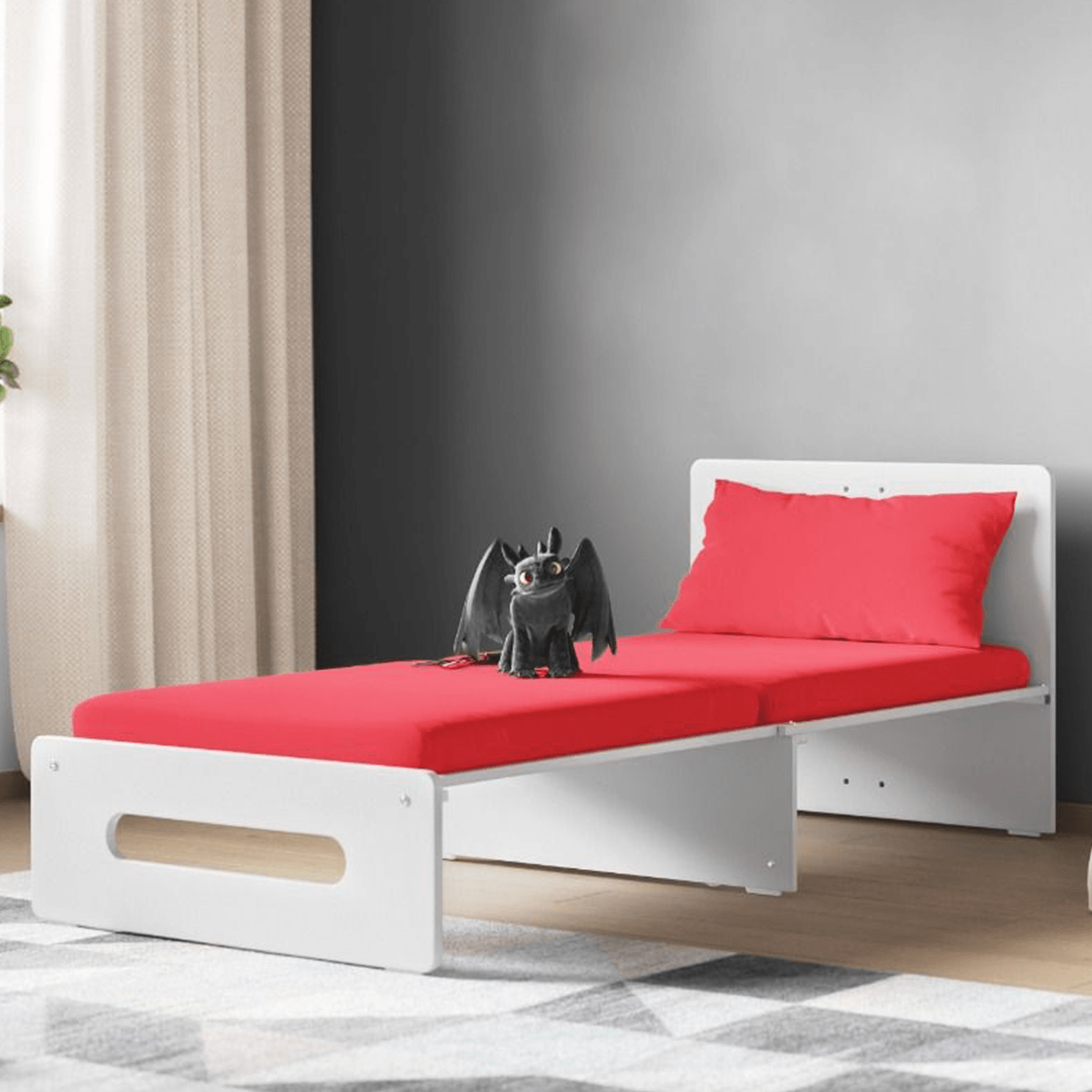 Cosmic Futon Charcoal Scarlet Red Fold Out Bed